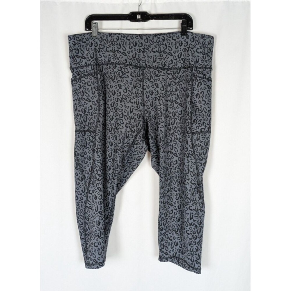 RBX Leggings 3X Women's Gray Leopard Print Cropped Leggings Workout Athletic Gym
